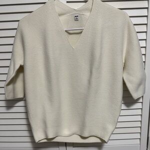 Uniqlo 3D Knit Cotton Sweater Short Sleeve Cream